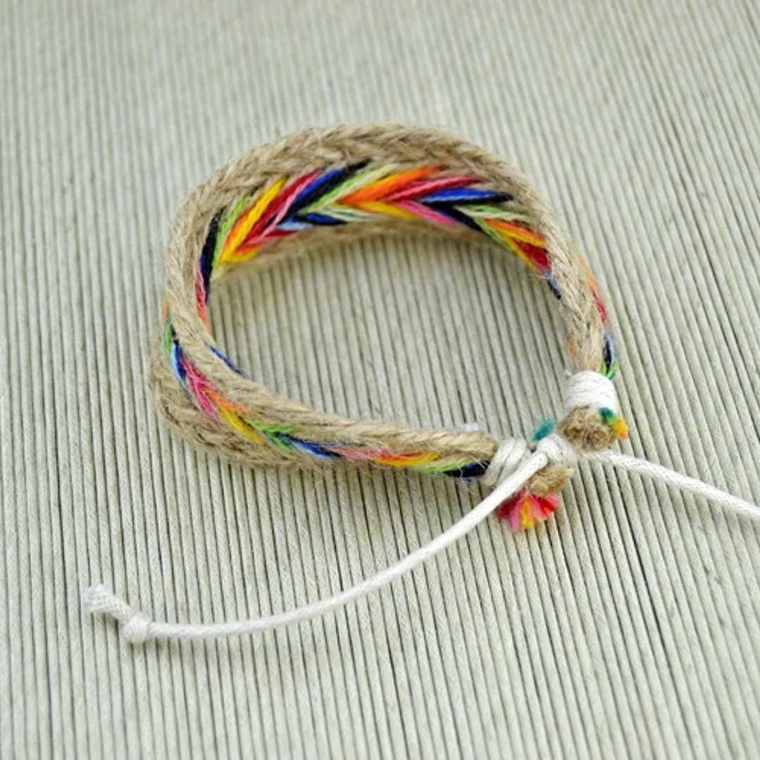 Pulsera Étnica Midofare - Joyería Artesanal Unisex Algodón y Lino 4