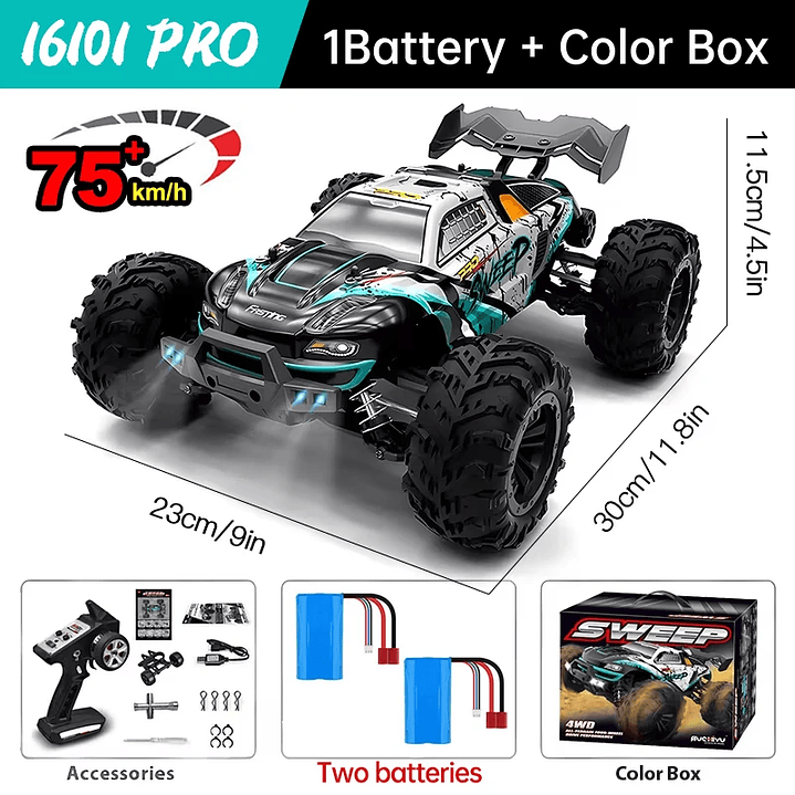 Coche RC WLtoys 16101 Pro - 1:16 4WD Brushless 75 KM/H 7