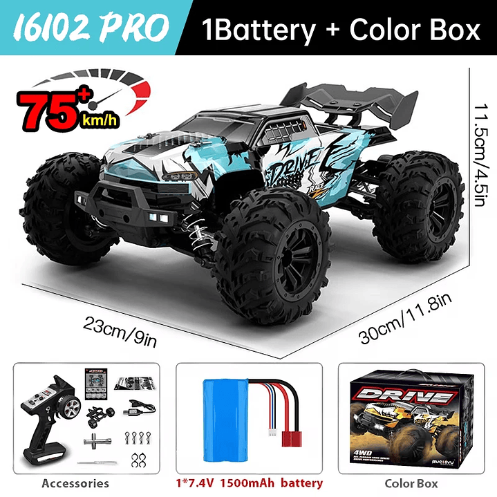 Coche RC WLtoys 16101 Pro - 1:16 4WD Brushless 75 KM/H 11