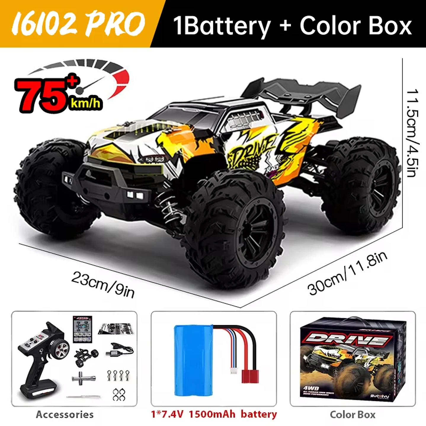 Coche RC WLtoys 16101 Pro - 1:16 4WD Brushless 75 KM/H 12