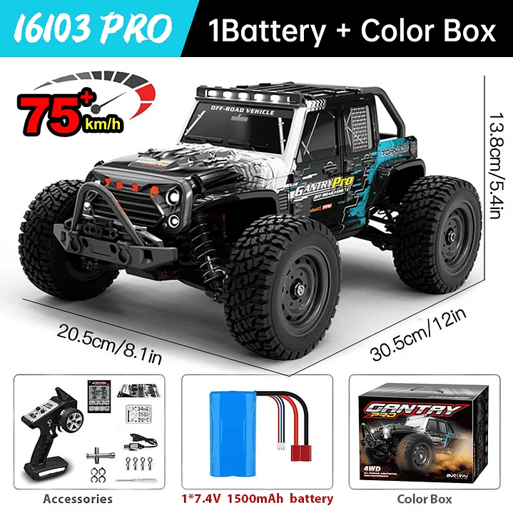 Coche RC WLtoys 16101 Pro - 1:16 4WD Brushless 75 KM/H 13