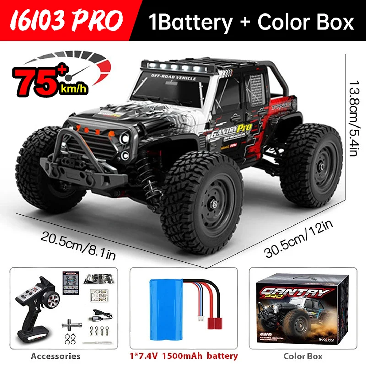 Coche RC WLtoys 16101 Pro - 1:16 4WD Brushless 75 KM/H 14