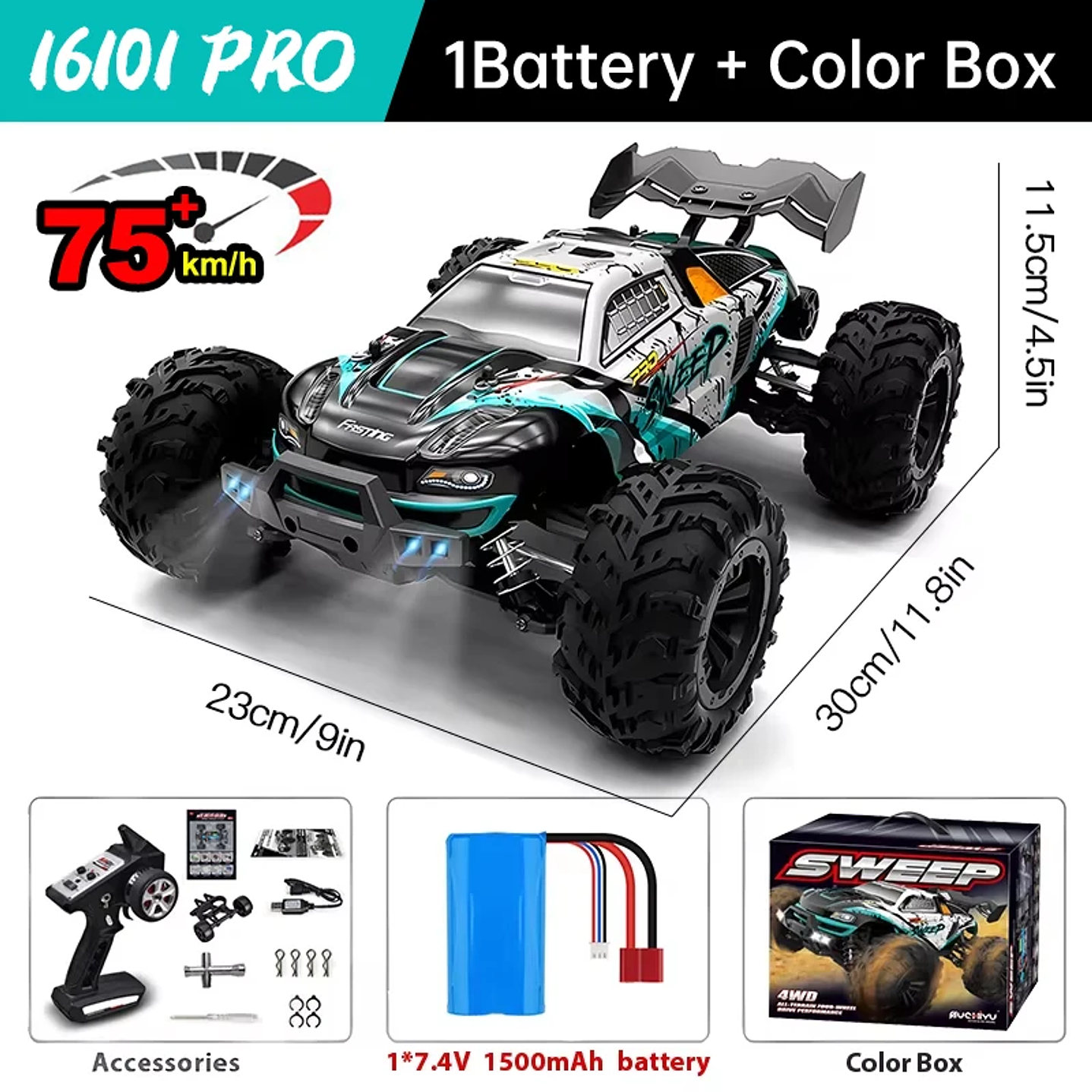 Coche RC WLtoys 16101 Pro - 1:16 4WD Brushless 75 KM/H 15