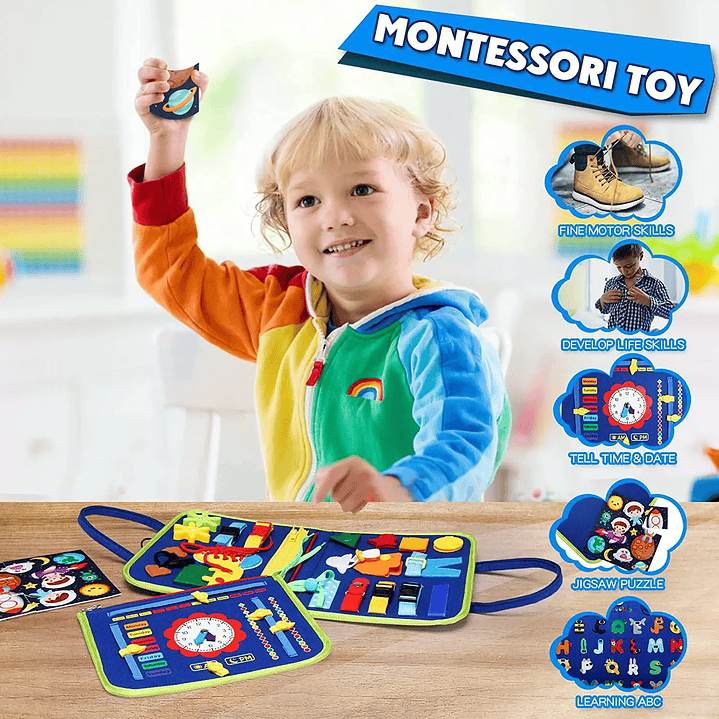 Juguete Montessori Tablero Ocupado - Desarrollo Sensorial y Motricidad para Niños 4