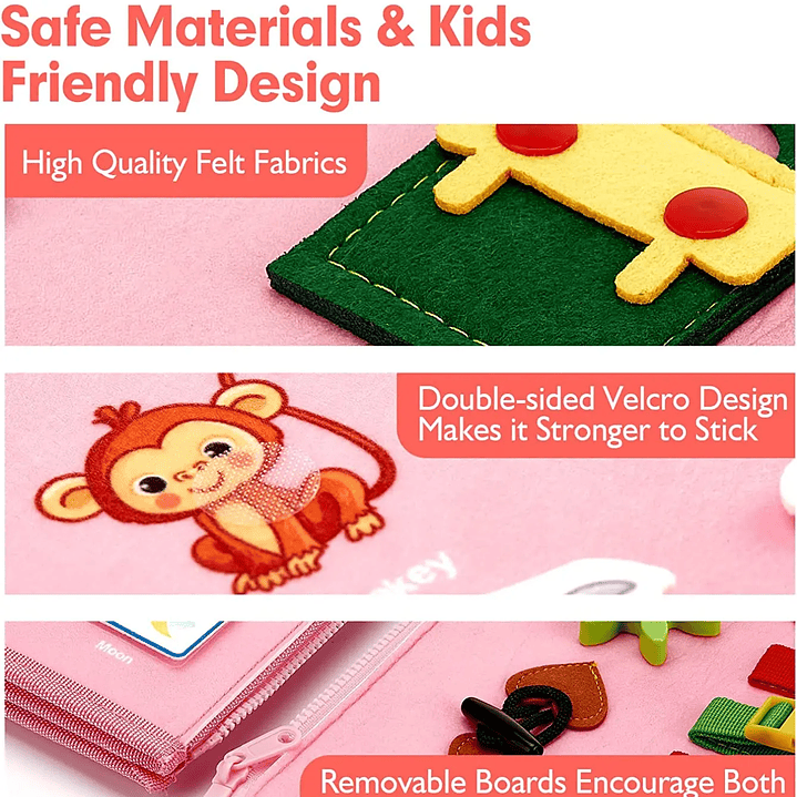 Juguete Montessori Tablero Ocupado - Desarrollo Sensorial y Motricidad para Niños 29