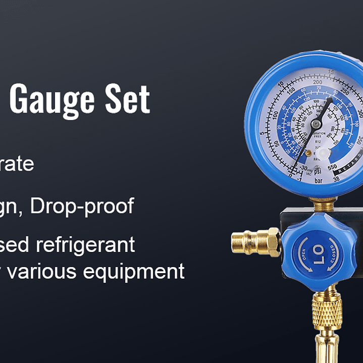 SucceBuy Bomba de Vacío 4CFM A2L - Kit Aire Acondicionado con Manómetros y Mangueras 18