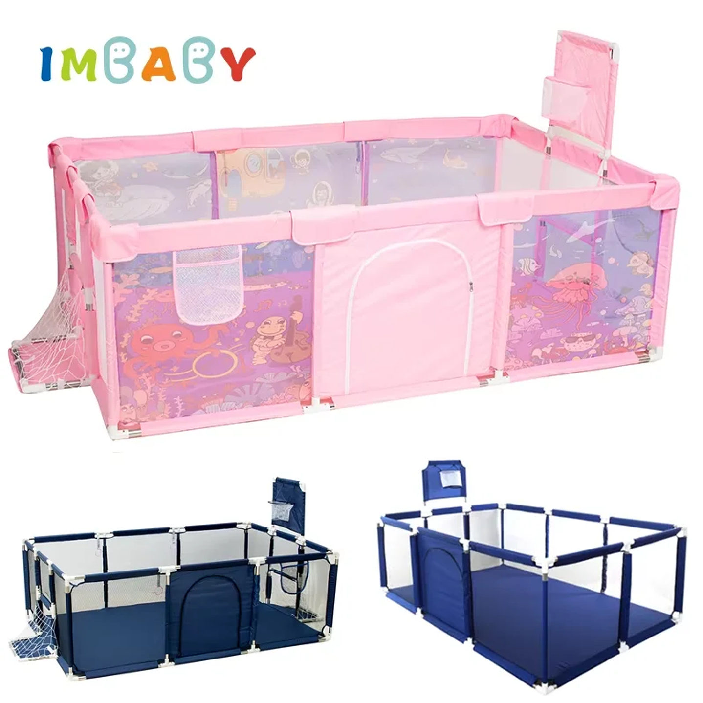 IMBABY Parque Infantil Interior - Corralito de Seguridad con Valla y Piscina de Pelotas 1