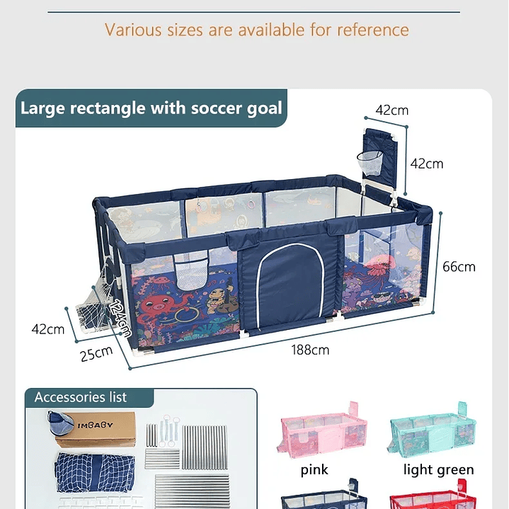 IMBABY Parque Infantil Interior - Corralito de Seguridad con Valla y Piscina de Pelotas 35