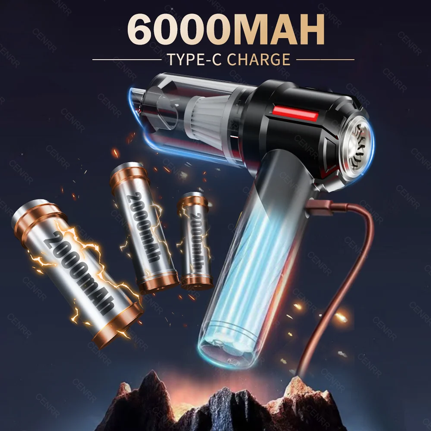 Mini Aspirador CENRR 998000PA - Aspiradora Inalámbrica con Motor Brushless y Accesorio 2