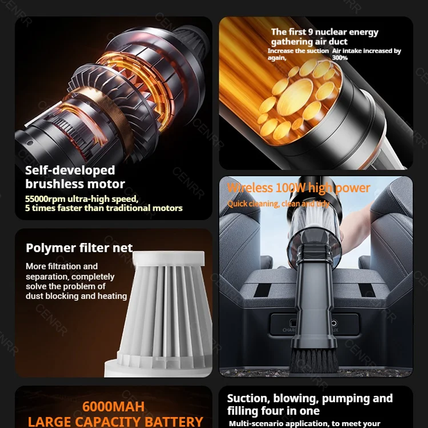 Mini Aspirador CENRR 998000PA - Aspiradora Inalámbrica con Motor Brushless y Accesorio 15