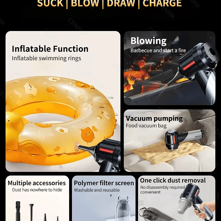 Mini Aspirador CENRR 998000PA - Aspiradora Inalámbrica con Motor Brushless y Accesorio 27