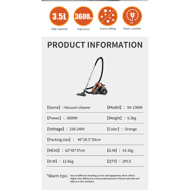 Houselin Aspiradora 3600W - Aspirador Ciclónico Húmedo y Seco con Depósito 3,5L 3