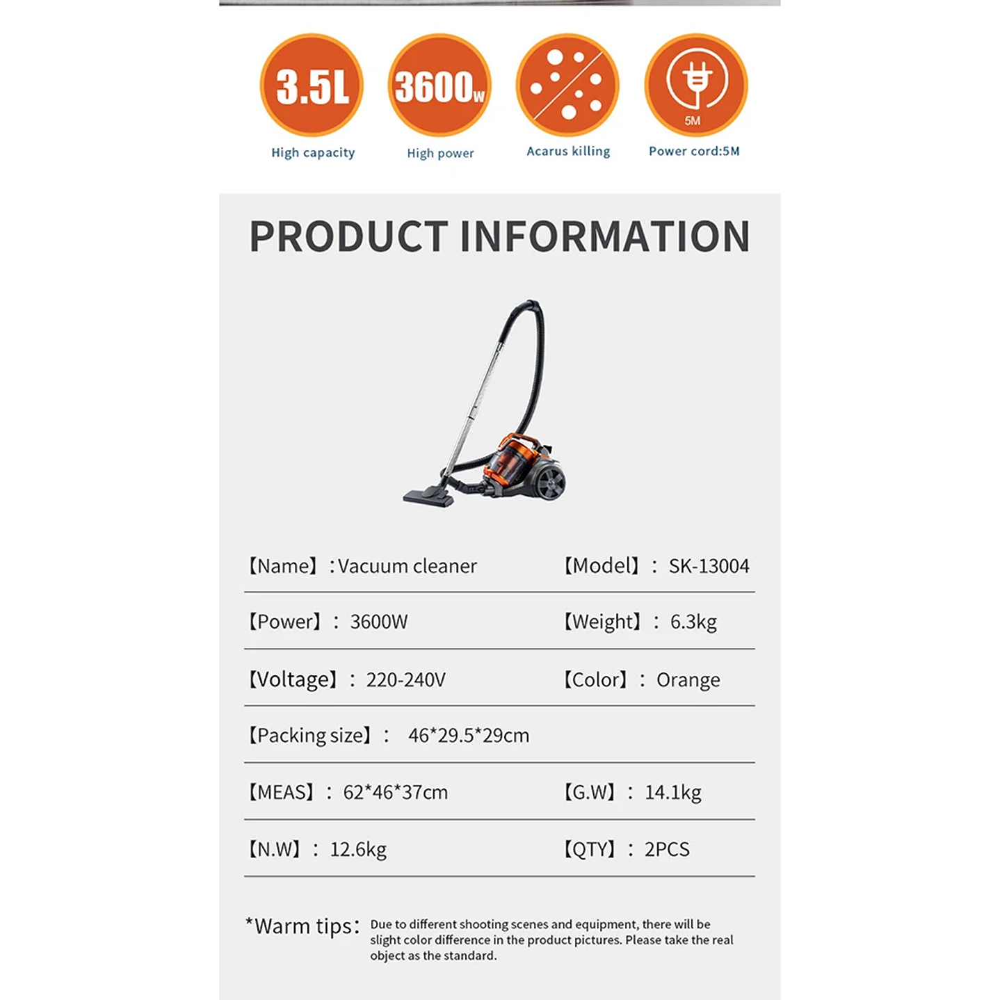 Houselin Aspiradora 3600W - Aspirador Ciclónico Húmedo y Seco con Depósito 3,5L 8