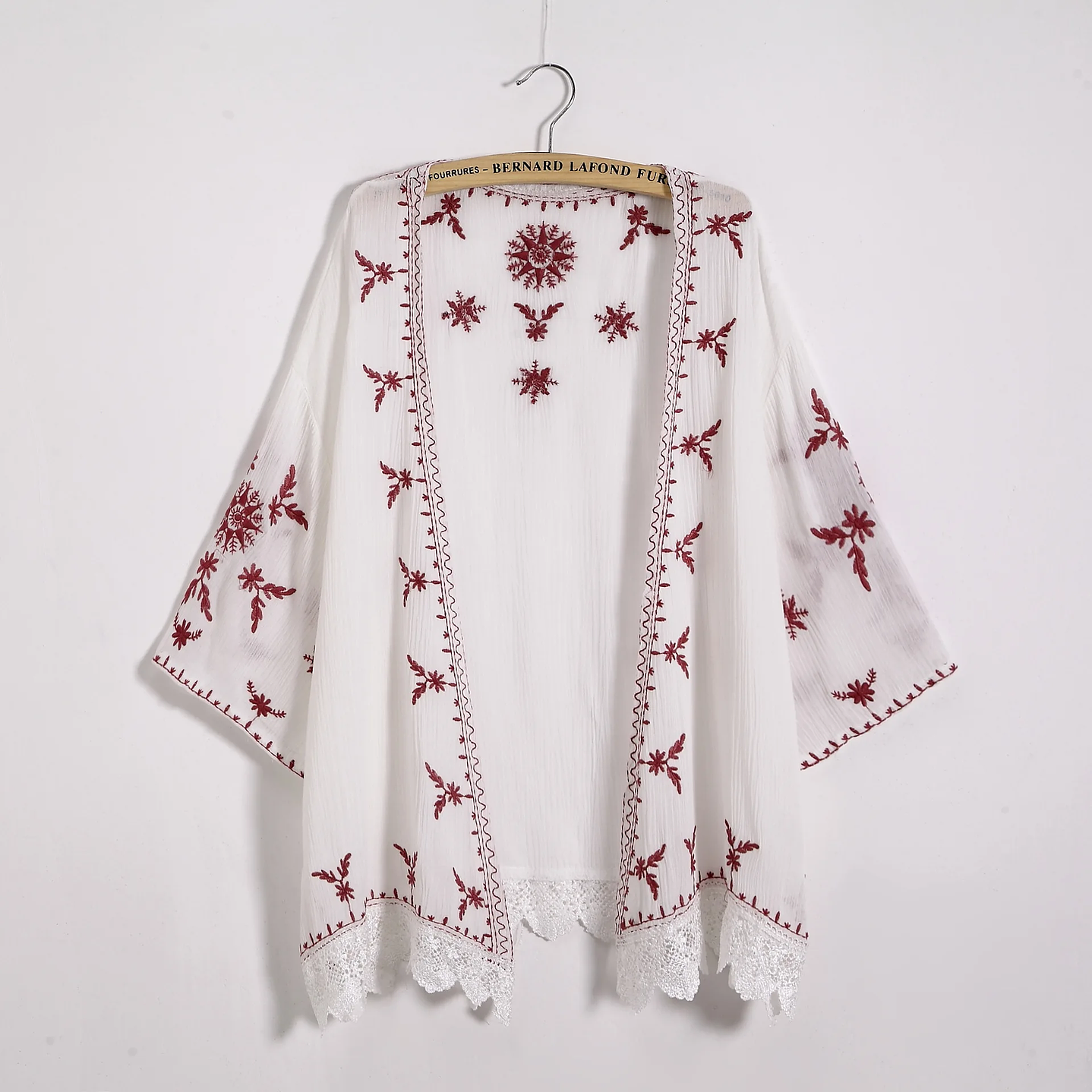 Kimono Bordado Bohemio Mujer - Blusa Encaje Holgada Estilo Casual y Elegante 4