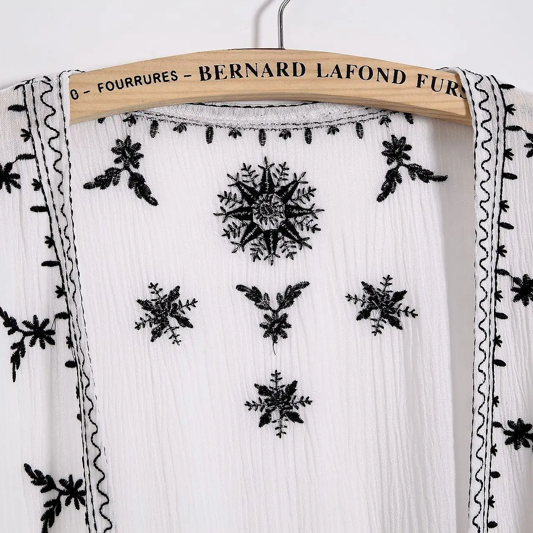 Kimono Bordado Bohemio Mujer - Blusa Encaje Holgada Estilo Casual y Elegante 5