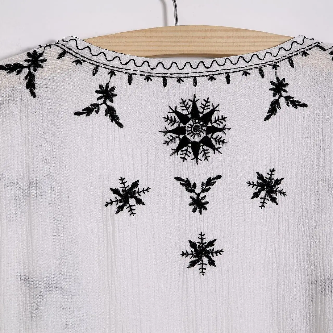 Kimono Bordado Bohemio Mujer - Blusa Encaje Holgada Estilo Casual y Elegante 6
