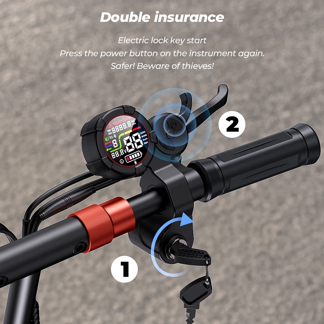 Patinete Eléctrico iScooter iX5s - Scooter Plegable 1000W con Frenos de Disco y Pantalla LED 19