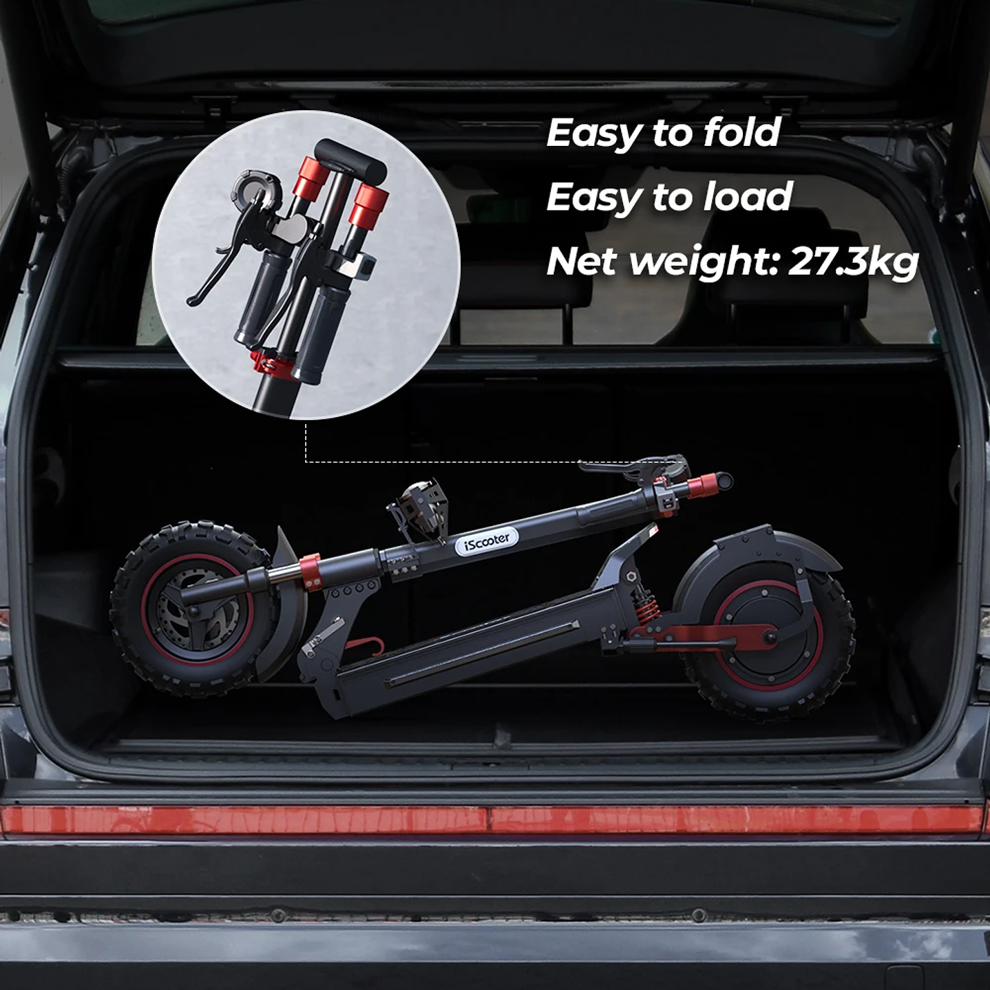 Patinete Eléctrico iScooter iX5s - Scooter Plegable 1000W con Frenos de Disco y Pantalla LED 21