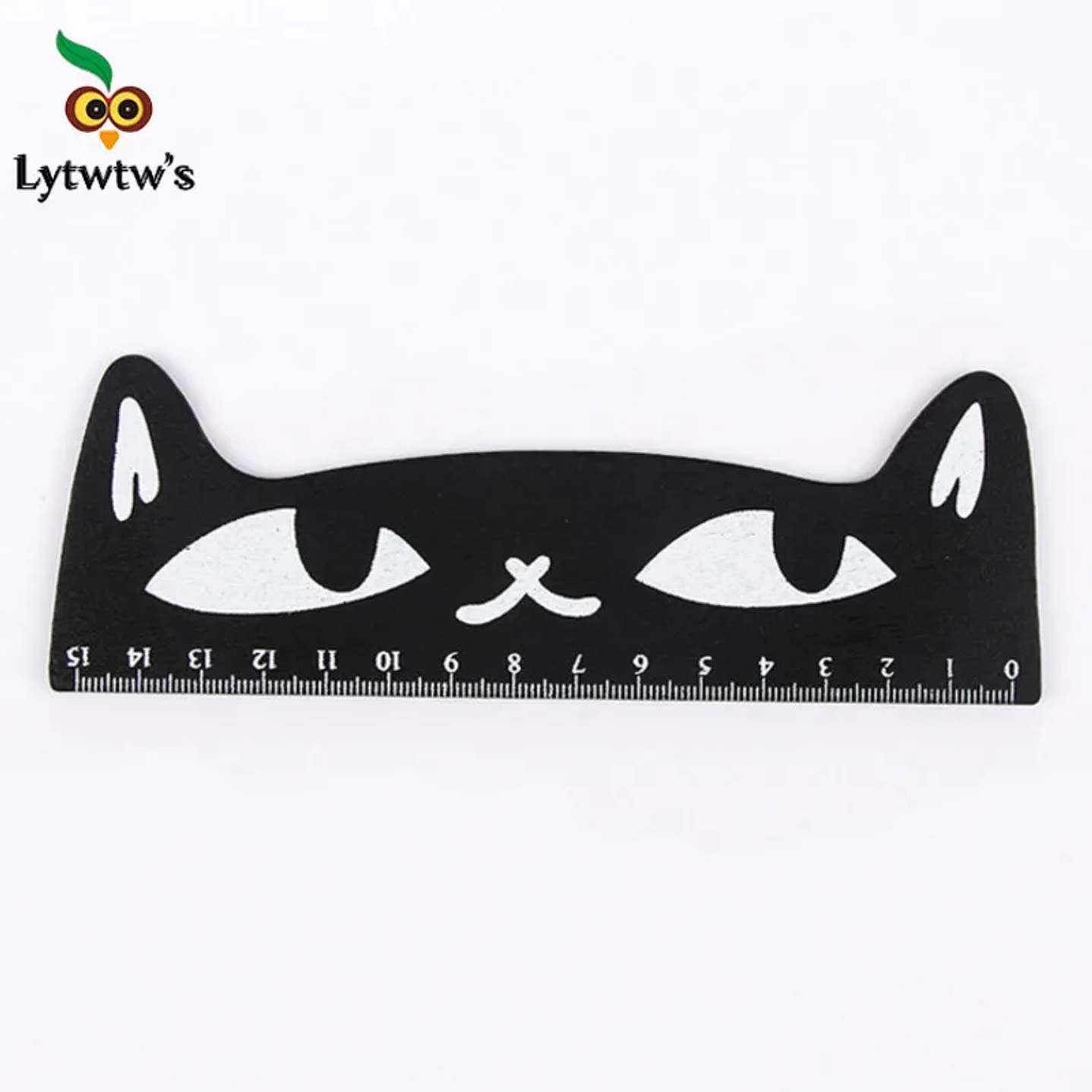 Regla Recta Lytwtw’s Kawaii - Gato Negro 15 cm Madera 1