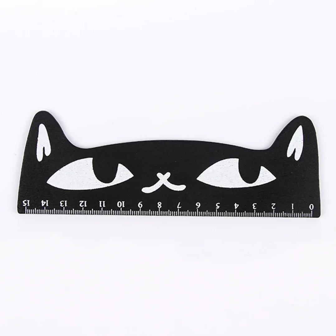 Regla Recta Lytwtw’s Kawaii - Gato Negro 15 cm Madera 9
