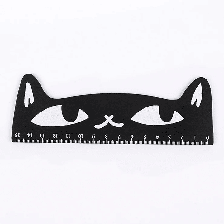 Regla Recta Lytwtw’s Kawaii - Gato Negro 15 cm Madera 9