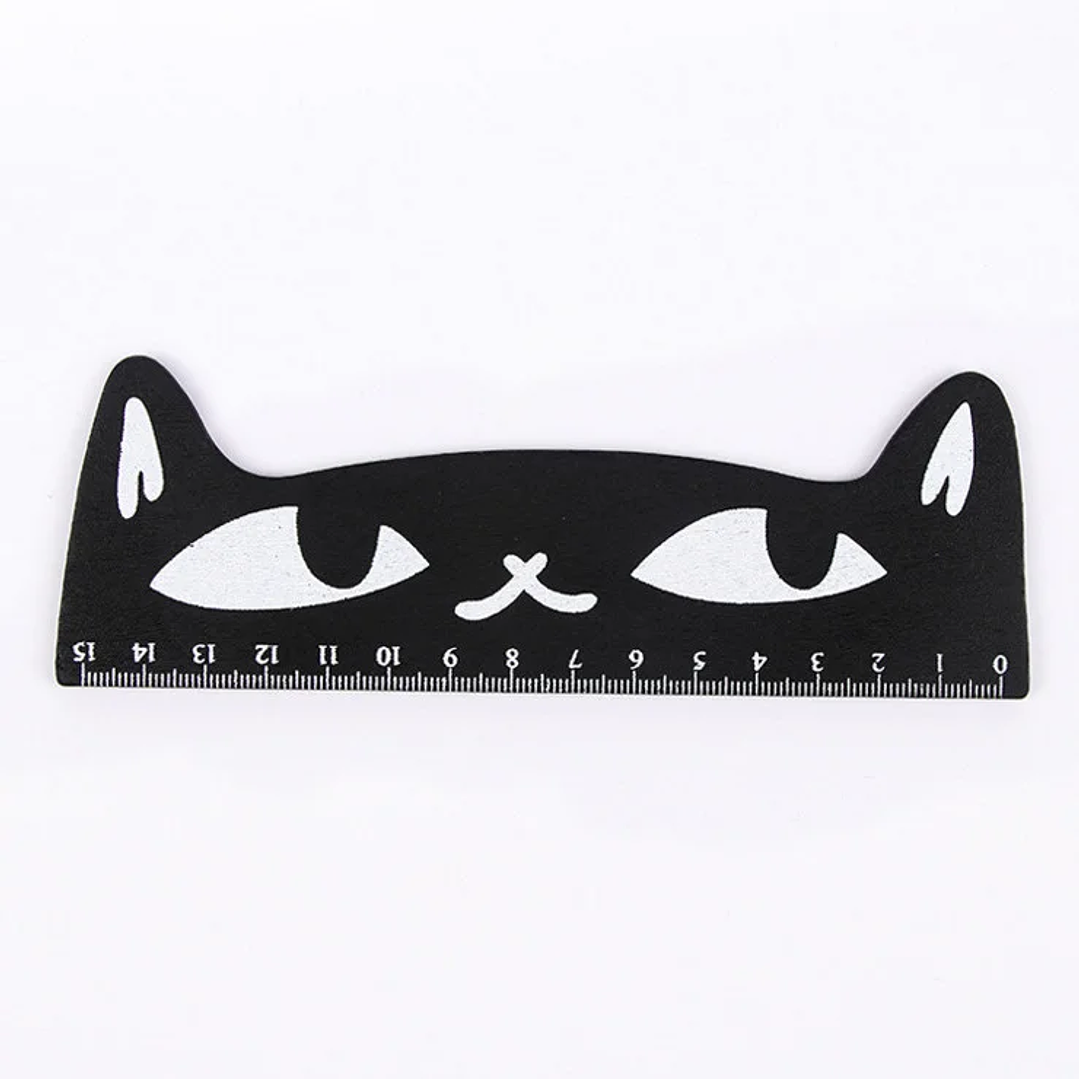 Regla Recta Lytwtw’s Kawaii - Gato Negro 15 cm Madera 17