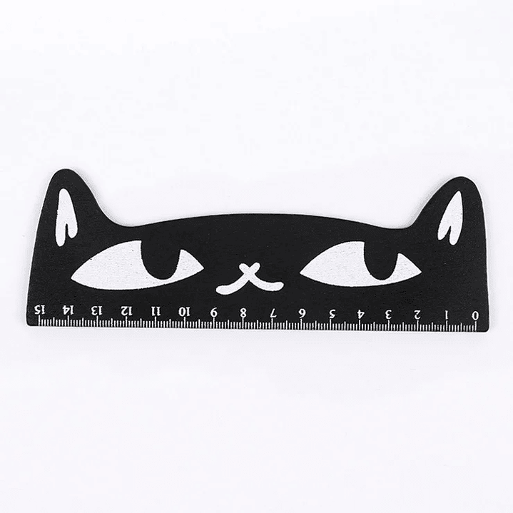Regla Recta Lytwtw’s Kawaii - Gato Negro 15 cm Madera 17