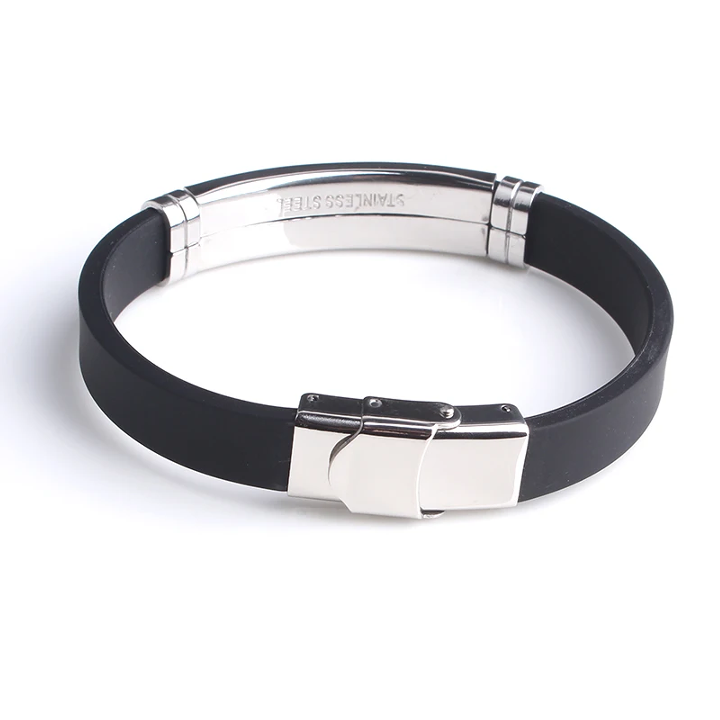 Pulsera con Nombre Grabado - Silicona y Acero Inoxidable Unisex 3