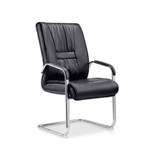 Sillón FLANDES Oficina - Fijo de Patín Cromado en Similpiel Negra