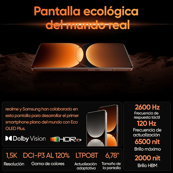 Realme GT 7 Pro - Móvil 5G con Pantalla OLED, Cámara 50MP y Carga 120W 5