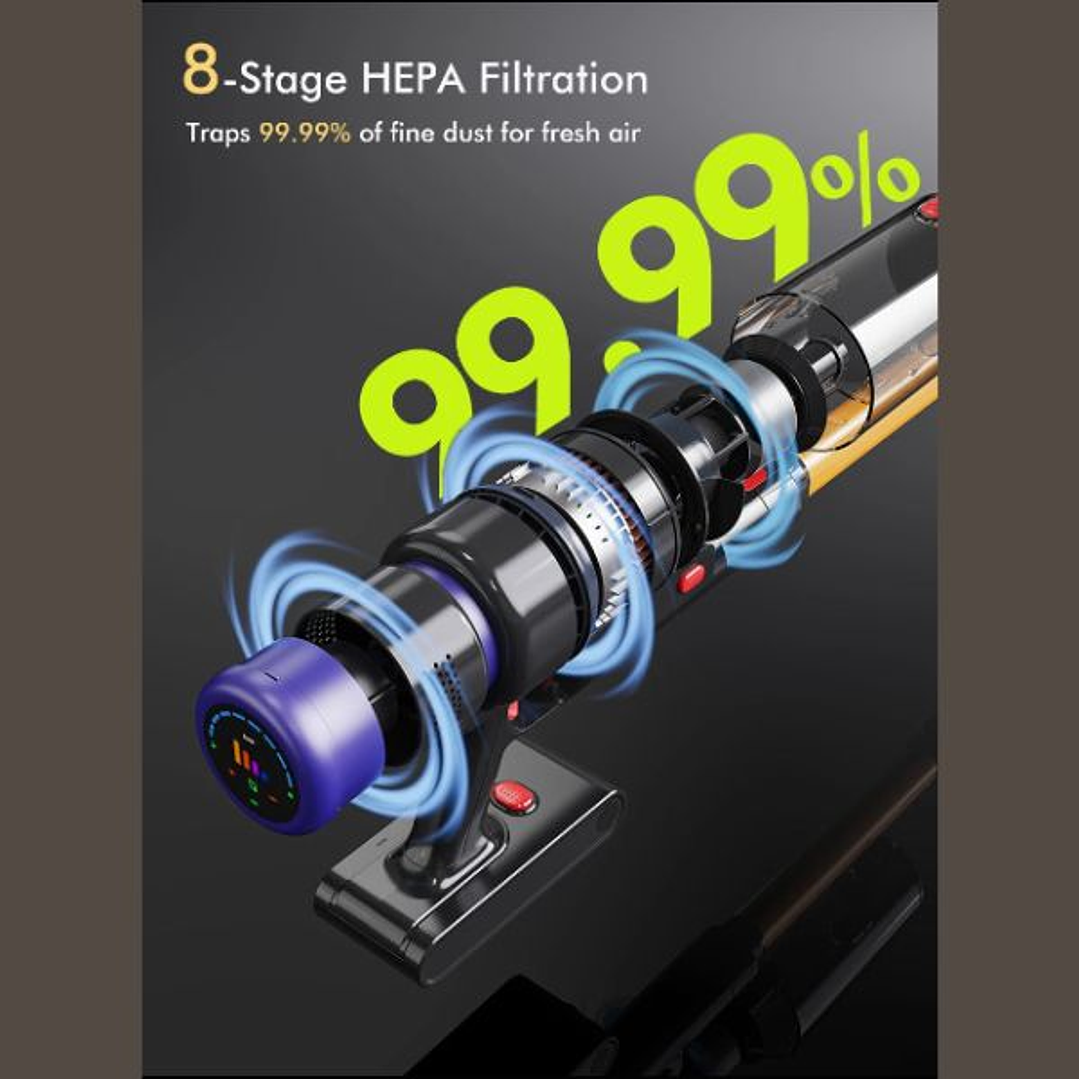 Aspiradora Armo V22 6 en 1 - Portátil Inalámbrica 600W con Pantalla LED y Autonomía 1h 9