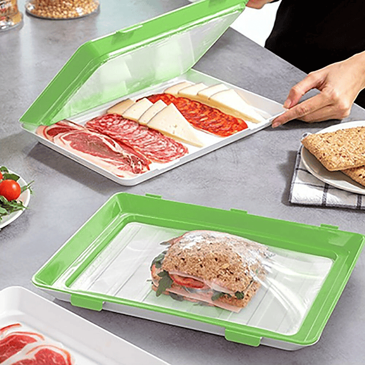 Pack 9 Bandejas Conservación Alimentos - Herméticas Apilables Semi Vacío 1