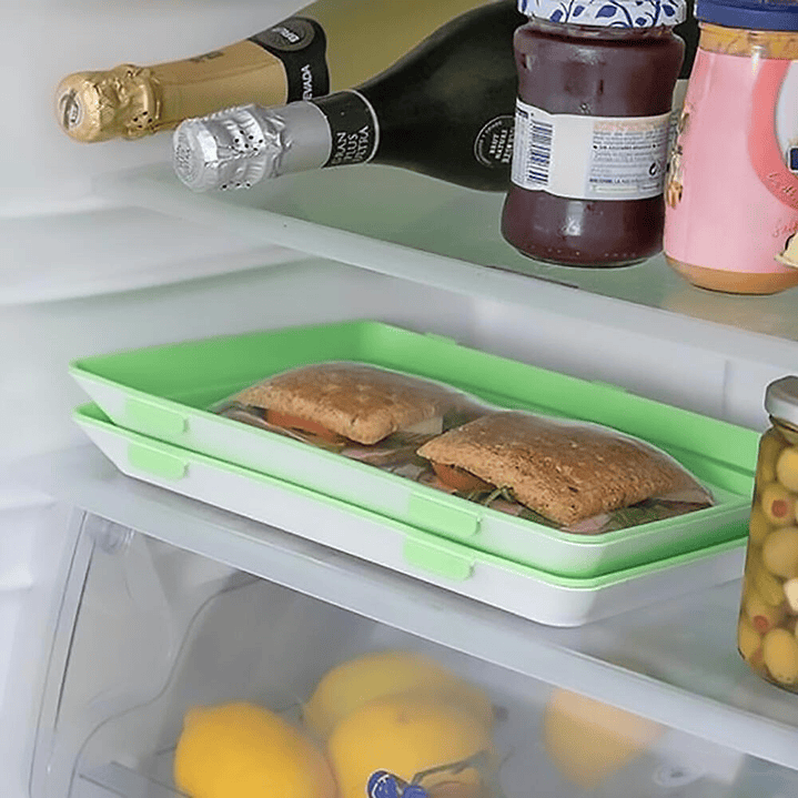 Pack 9 Bandejas Conservación Alimentos - Herméticas Apilables Semi Vacío 7