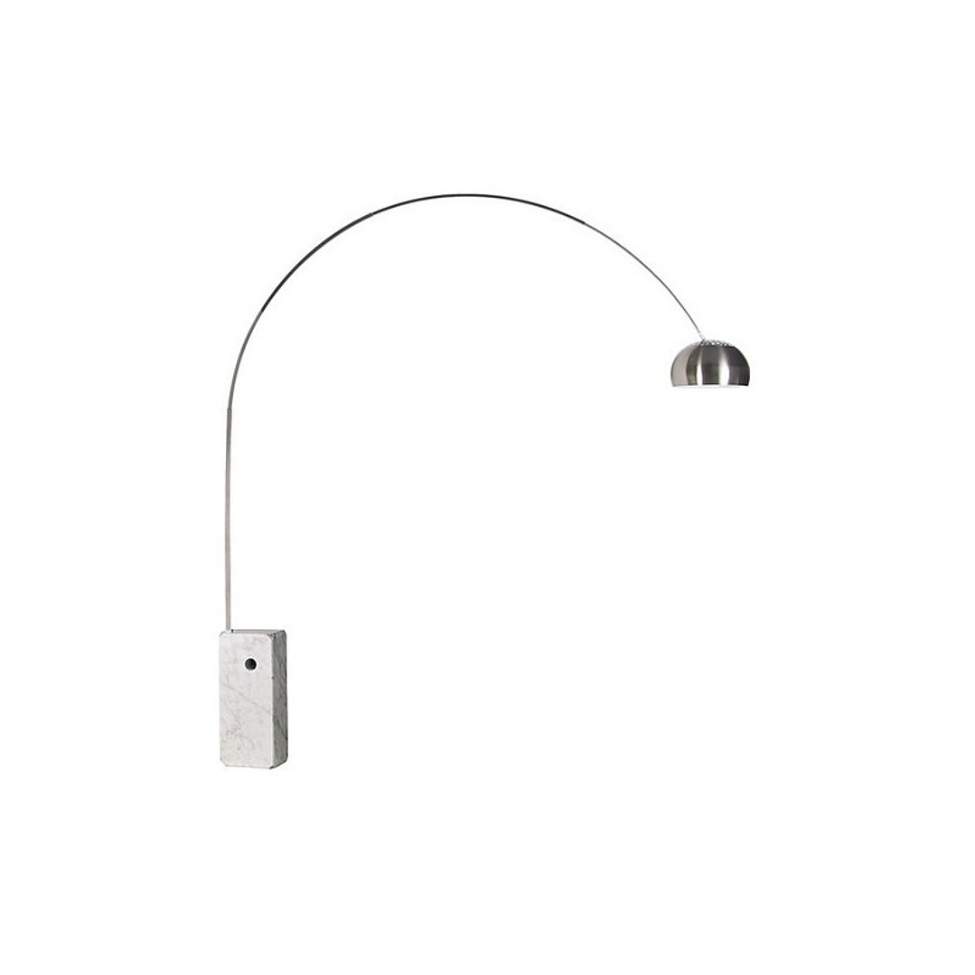 Lámpara de Pie NEW ARC BIG - Diseño Cromado Mármol Blanco 1