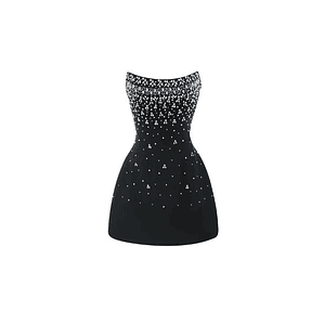 Vestido Mini Cristal Mujer - Diseño Sin Tirantes