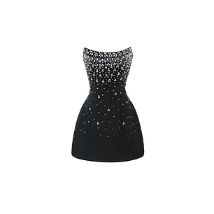 Vestido Mini Cristal Mujer - Diseño Sin Tirantes