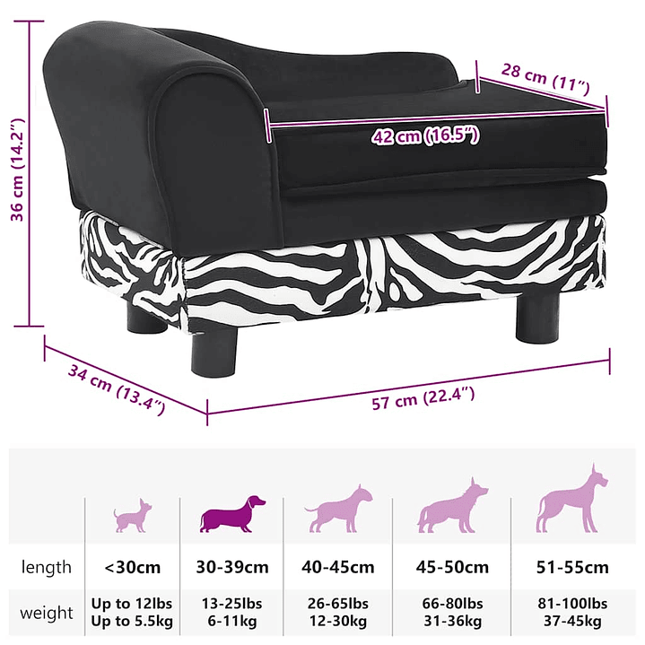 Sofá Mascotas Felpa Negra - Perros y Gatos Pequeños 9