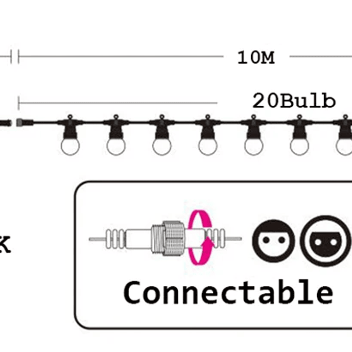 Guirnalda de Luces LED G50 - Impermeable Jardín y Terraza 8M/24M 11