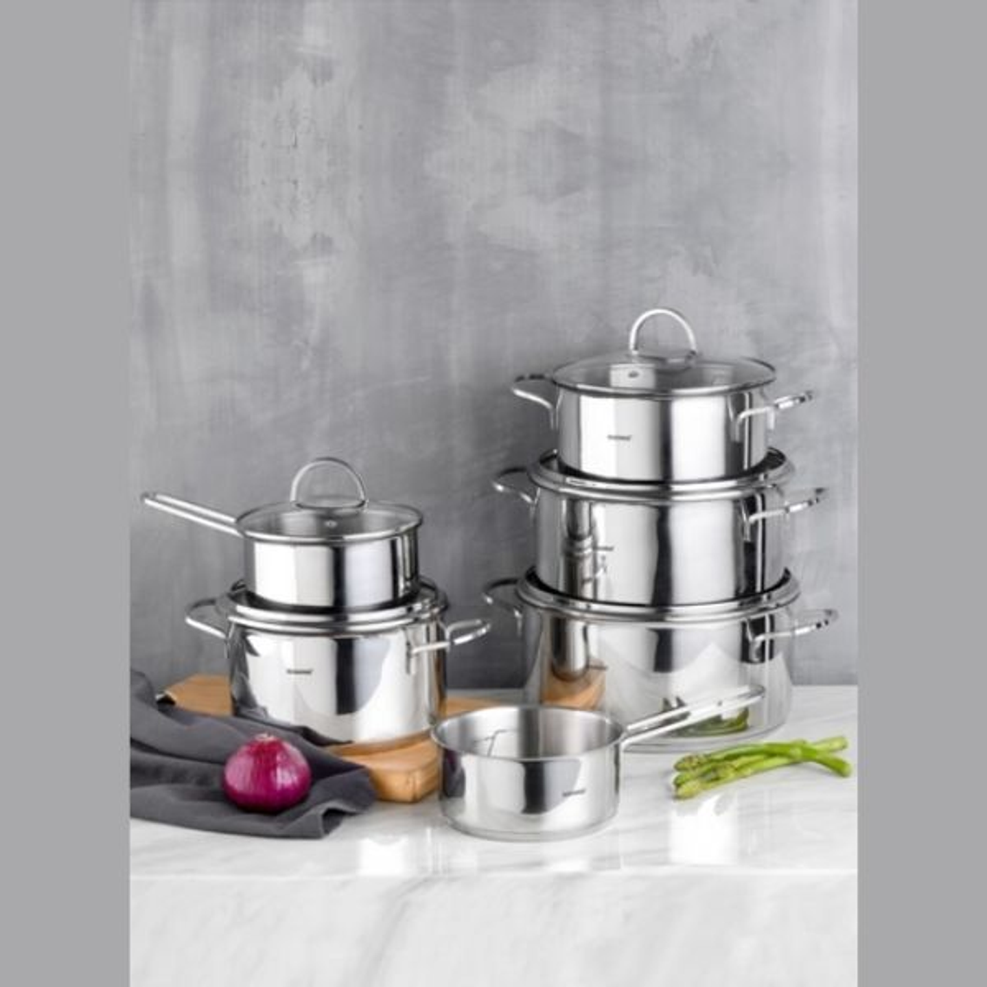 Batería Cocina Bergner Classic 6 Piezas Acero Inoxidable 10