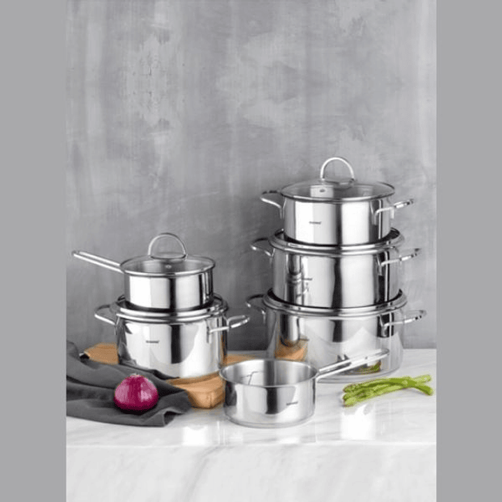 Batería Cocina Bergner Classic 6 Piezas Acero Inoxidable 10