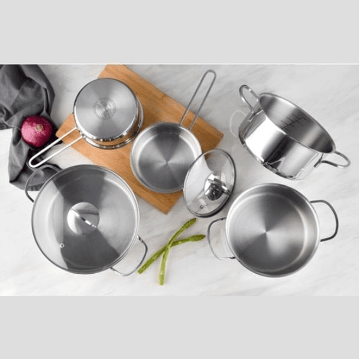 Batería Cocina Bergner Classic 6 Piezas Acero Inoxidable 12