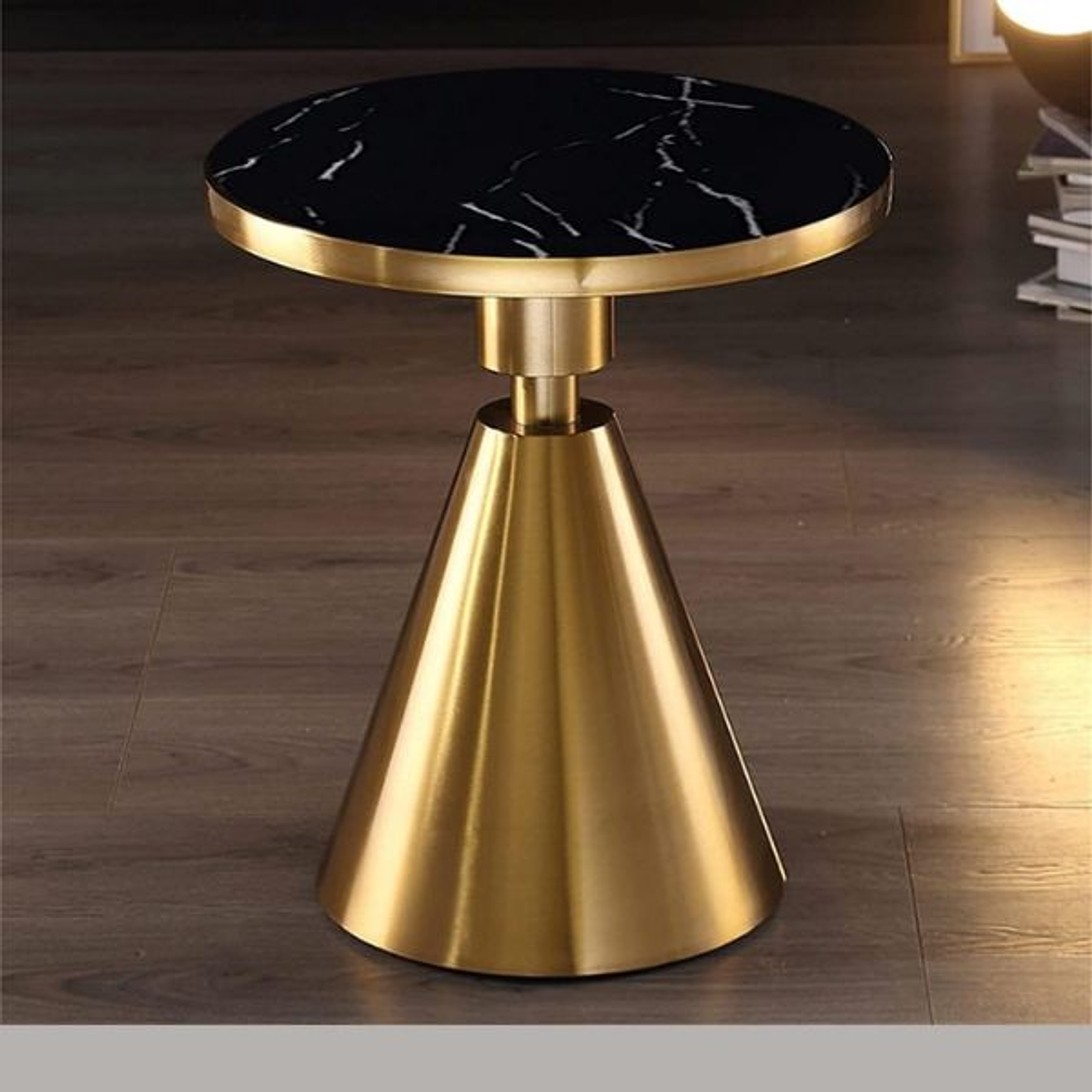 Mesa Auxiliar JASSY NE - Dorada Mármol Negro 50 cm 2