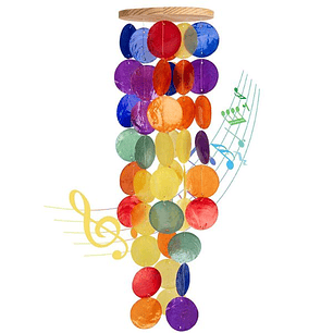 Móvil de Viento Capiz Arcoíris - Decoración Artesanal para Hogar y Jardín