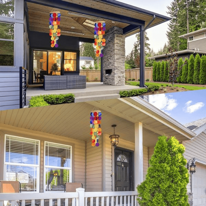 Móvil de Viento Capiz Arcoíris - Decoración Artesanal para Hogar y Jardín 3