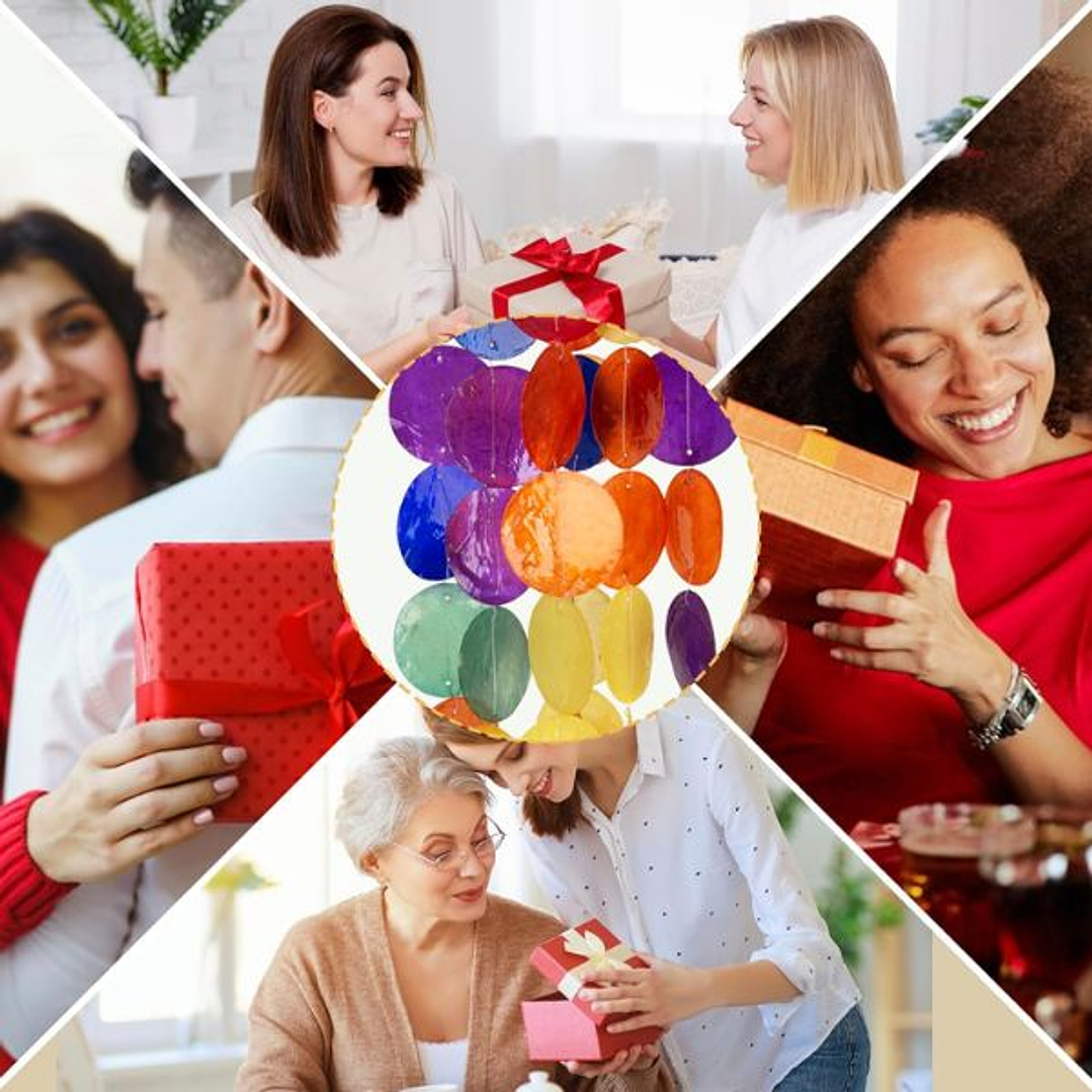 Móvil de Viento Capiz Arcoíris - Decoración Artesanal para Hogar y Jardín 5