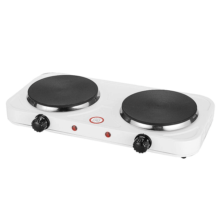 Cocina Eléctrica Portátil - Hornillo Blanco 2000W con 2 Fogones 1