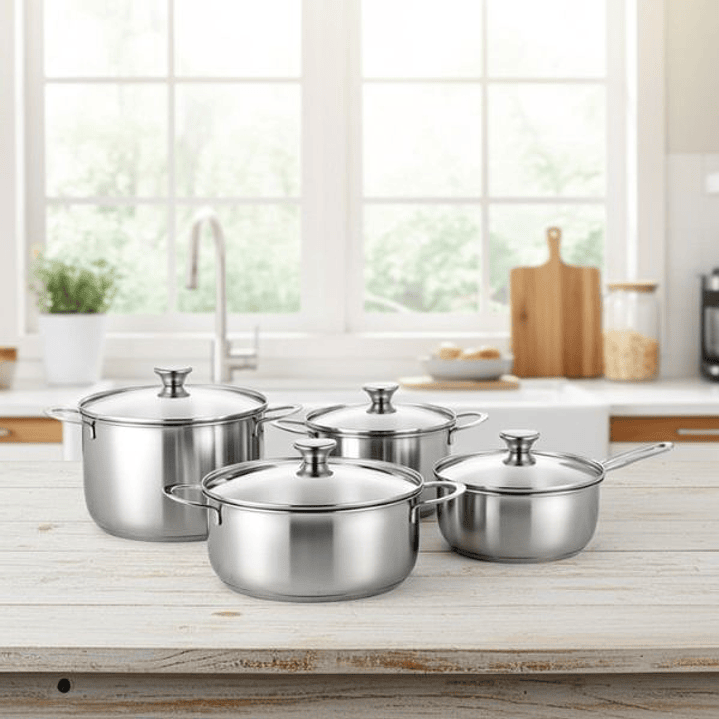 Batería Cocina BRA Inoxidable 5 Piezas Inducción 2