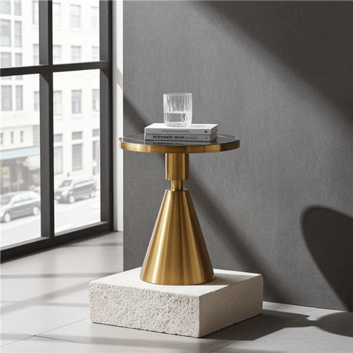 Mesa Auxiliar JASSY NE - Dorada Mármol Negro 50 cm 3