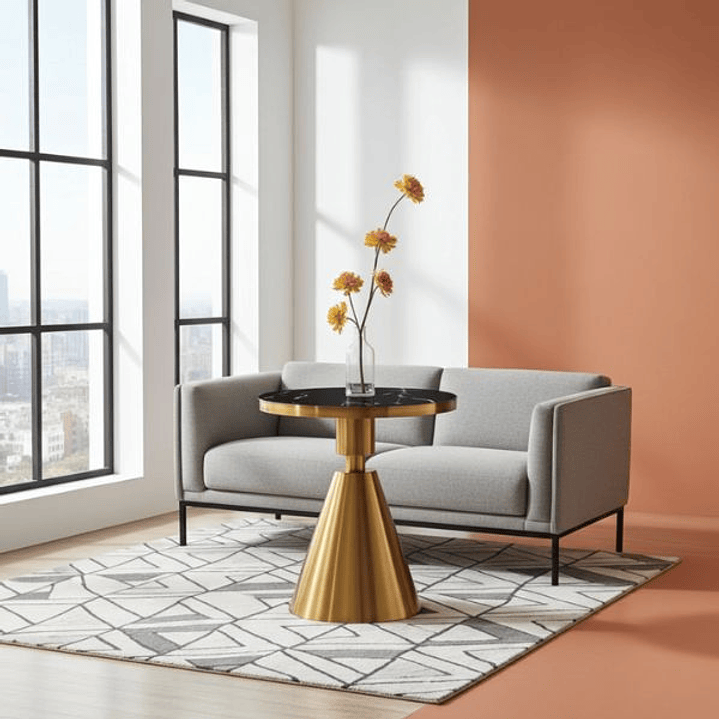 Mesa Auxiliar JASSY NE - Dorada Mármol Negro 50 cm 4