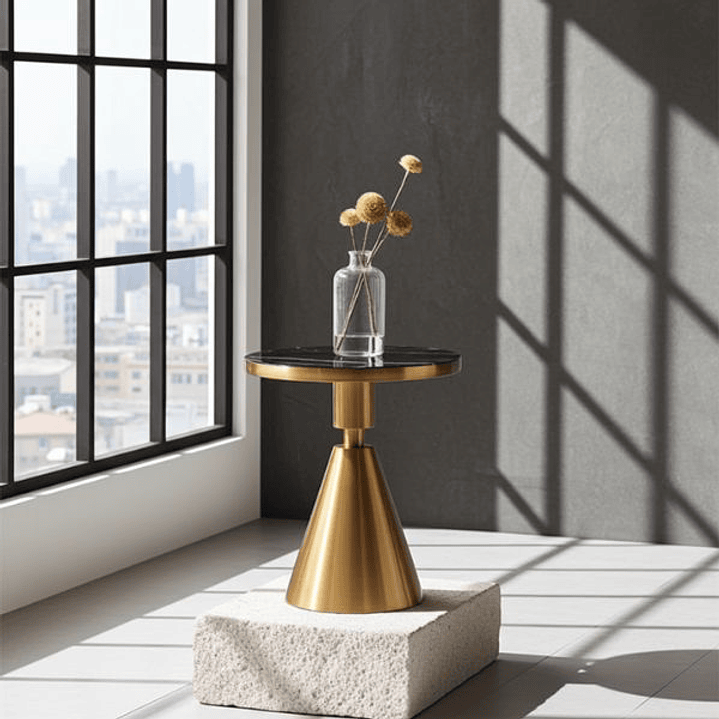 Mesa Auxiliar JASSY NE - Dorada Mármol Negro 50 cm 5